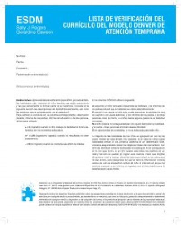 Lista de Verificación del Currículo del Modelo Denver de Atención (ESDM)